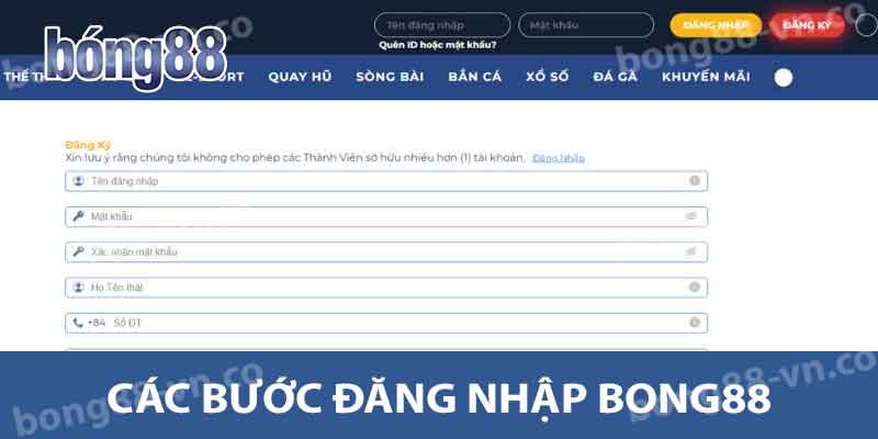 Hướng Dẫn Đăng Nhập BONG88 - Các Bước Đơn Giản Dễ Hiểu 2 Các bước đăng nhập Bong88