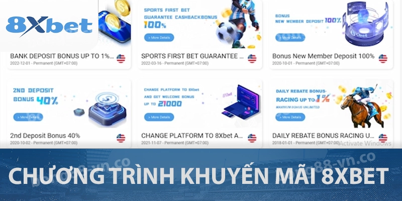8XBET - Nền Tảng Cá Cược Đáng Tin Cậy Nhiều Khuyến Mãi 2 Các chương trình khuyến mãi 8XBET